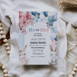 Hij of zij Bunny Gender Reveal Baby shower Kaart