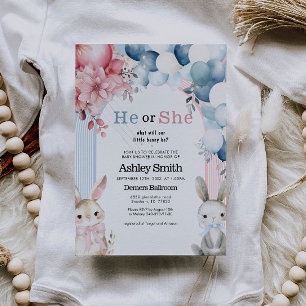 Hij of zij Bunny Gender Reveal Baby shower Kaart