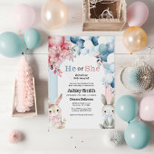 Hij of zij Bunny Gender Reveal Baby shower Kaart