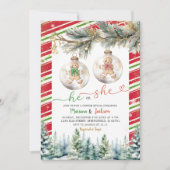 Hij of zij Christmas Cookie Ornament Gender Reveal Kaart (Voorkant)