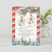 Hij of zij Christmas Cookie Ornament Gender Reveal Kaart (Staand voorkant)