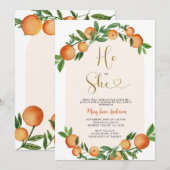 Hij of zij Citrus Oranje groen Geslacht onthullen Kaart (Voorkant / Achterkant)