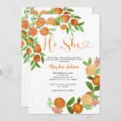 Hij of zij Citrus Oranje groen Geslacht onthullen Kaart (Voorkant / Achterkant)