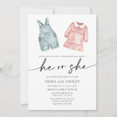 Hij of zij Clothes Gender Reopenbaart uitnodiging (Voorkant)