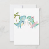 Hij of zij dino met Pink Blue Bow Gender Reveal Kaart (Achterkant)