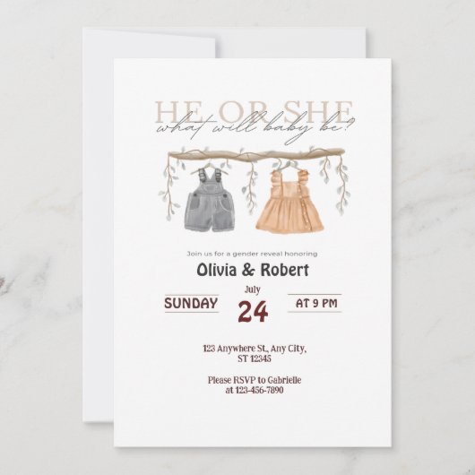 Hij of zij? Een plons van plezier! Roze & Blauwe W Kaart (Voorkant)