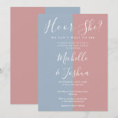Hij of Zij Elegant Modern Geslacht Reveal Feest Kaart (Voorkant / Achterkant)