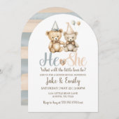 Hij of zij gender reveal Beer Dusty Blue Pink Kaart (Voorkant / Achterkant)