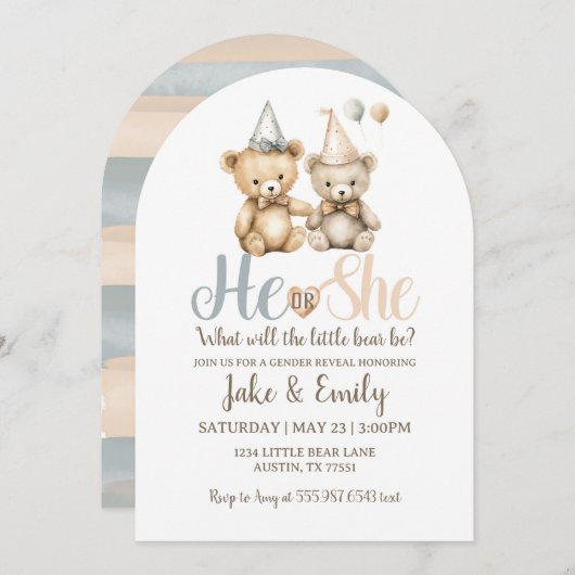 Hij of zij gender reveal Beer Dusty Blue Pink Kaart (Voorkant / Achterkant)