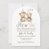 Hij of zij gender reveal Beer Dusty Blue Pink Kaart (Voorkant)