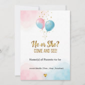 ✨ Hij of zij? Gender Reveal Party Uitnodiging | Ro (Voorkant)