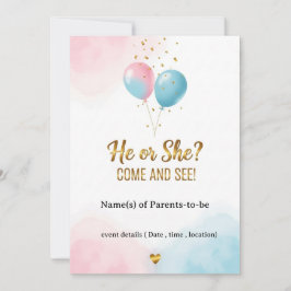 ✨ Hij of zij? Gender Reveal Party Uitnodiging | Ro