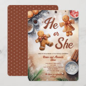 Hij of Zij Gingerbread Cookies Xmas Geslacht Onthu Kaart (Voorkant / Achterkant)