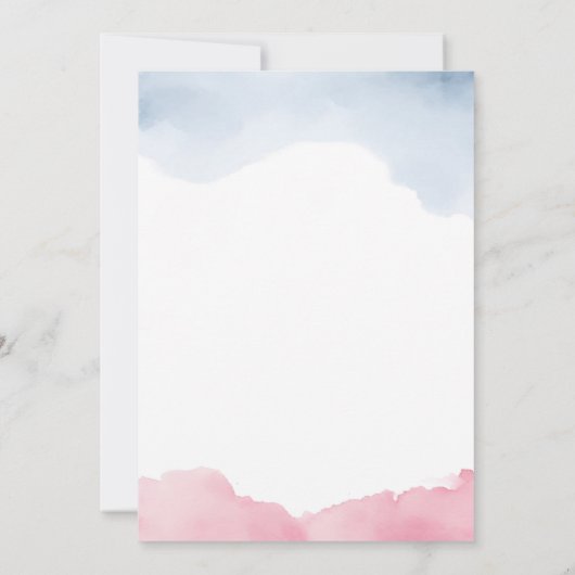 Hij of zij heeft een roze en blauwe ballon kaart (Achterkant)