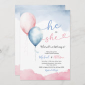 Hij of zij heeft een roze en blauwe ballon kaart (Voorkant / Achterkant)