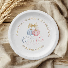 Hij of zij Herfst Pumpkin Gender Reveal Paper Bord