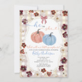 Hij of zij Herfst Pumpkin Wildflower Gender Reveal Kaart (Voorkant)