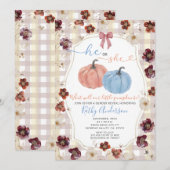 Hij of zij Herfst Pumpkin Wildflower Gender Reveal Kaart (Voorkant / Achterkant)