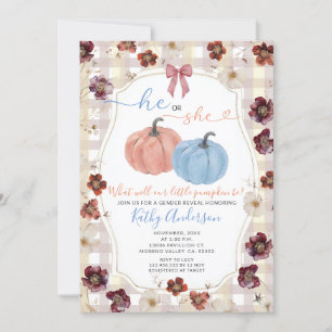 Hij of zij Herfst Pumpkin Wildflower Gender Reveal Kaart