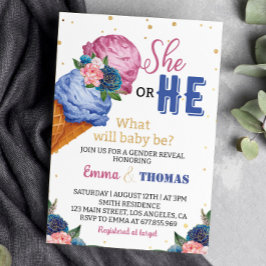 Hij of zij Ice Cream Geslacht Onthulling Party Uit Kaart