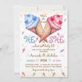 Hij of zij Ice Cream Roze Blauw Goud Geslacht onth Kaart (Voorkant)