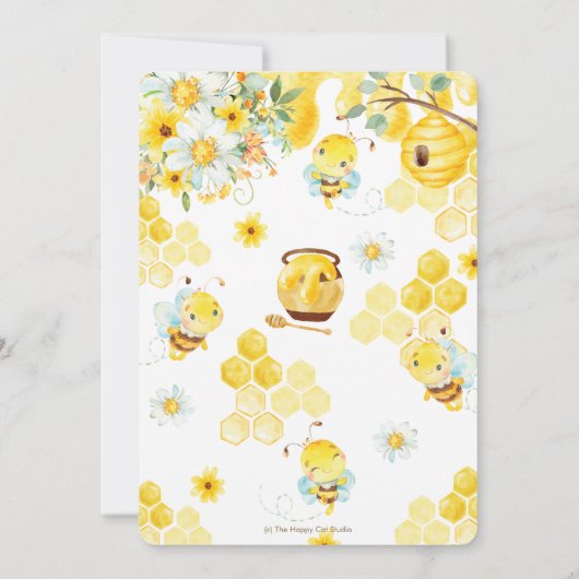 Hij of zij is de gele bloem gender reveal party kaart (Achterkant)