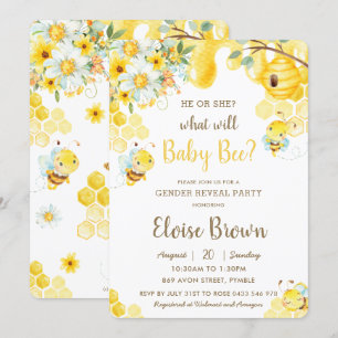 Hij of zij is de gele bloem gender reveal party kaart