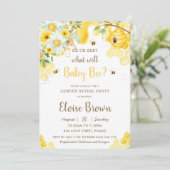 Hij of zij is een geel Floral Genderfeest Kaart (Staand voorkant)