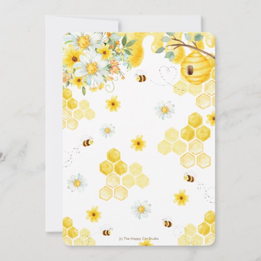 Hij of zij is een geel Floral Genderfeest Kaart (Achterkant)