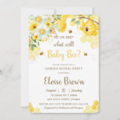 Hij of zij is een geel Floral Genderfeest Kaart (Voorkant)