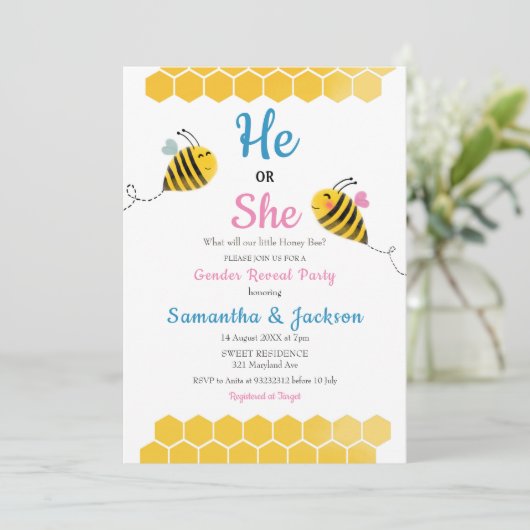 Hij of zij is genderbewuste uitnodiging (Staand voorkant)