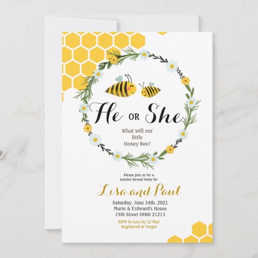 Hij of zij is genderbewuste uitnodiging (Voorkant)