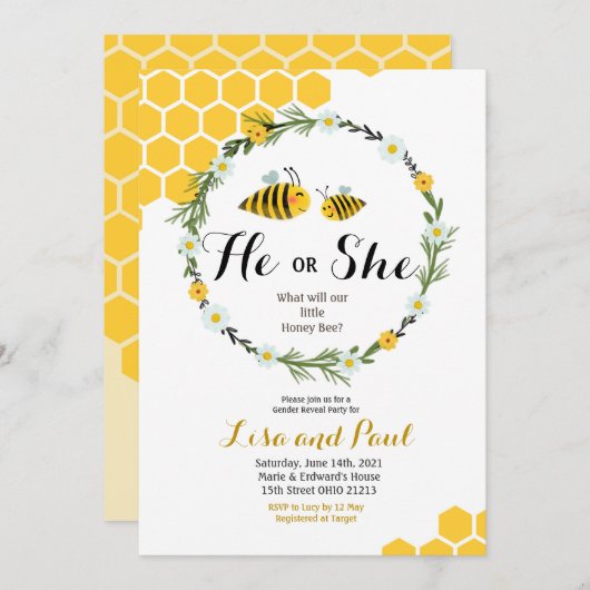 Hij of zij is genderbewuste uitnodiging (Voorkant / Achterkant)