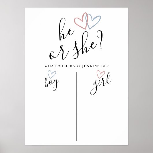 Hij of zij, jongen of meisje, geslacht onthullen s poster (Voorkant)