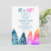 Hij of zij jongen of meisje winter Baby shower Kaart (Staand voorkant)