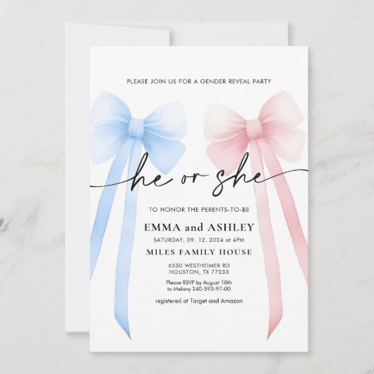 Hij of zij kent de uitnodiging voor genderonthulli (Voorkant)