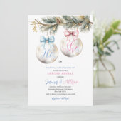 Hij of Zij Kerstbal Blauw Roze Kerstmis Geslacht R Kaart (Staand voorkant)