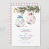 Hij of Zij Kerstbal Blauw Roze Kerstmis Geslacht R Kaart (Voorkant / Achterkant)