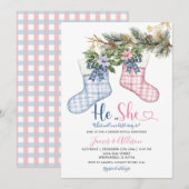 Hij of zij Kerstman Sokken Kerst Geslacht Onthulli Kaart (Voorkant / Achterkant)