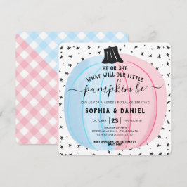 Hij of zij Kleine Pumpkin Gender onthullen Hallowe Kaart