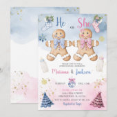 Hij of zij koekt Gingerbread Gender Reveal Kaart (Voorkant / Achterkant)