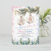 Hij of zij koekt kerstversiering geslachtsonthulli kaart (Staand voorkant)