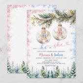 Hij of zij koekt kerstversiering geslachtsonthulli kaart (Voorkant / Achterkant)