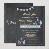 Hij of zij maakt de uitnodiging van het Baby showe (Voorkant / Achterkant)