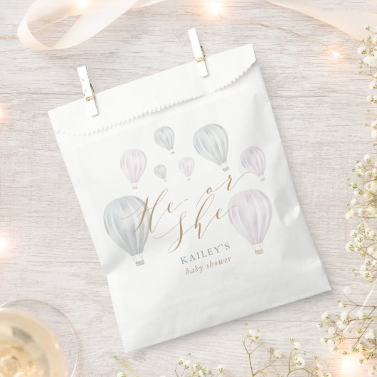 Hij of zij maakt het Baby shower van de luchtballo Bedankzakje (Geknipt)