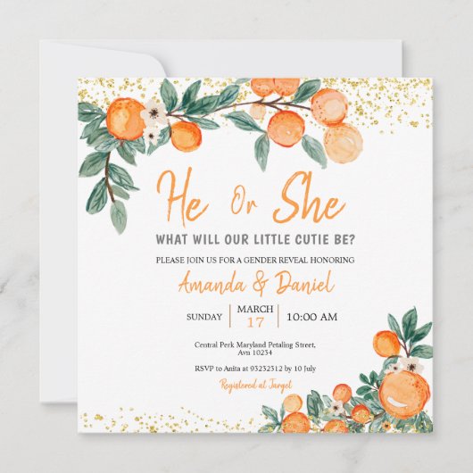 Hij of zij maakt Oranje kleine stropdas bekend Kaart (Voorkant)