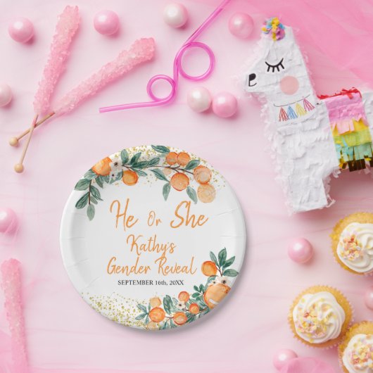 Hij of zij maakt Oranje kleine stropdas bekend Papieren Bordje (Feest)