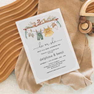 Hij of zij Modern Boho Gender Reveal Douche Kaart