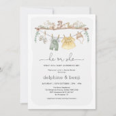 Hij of zij Modern Boho Gender Reveal Douche Kaart (Voorkant)