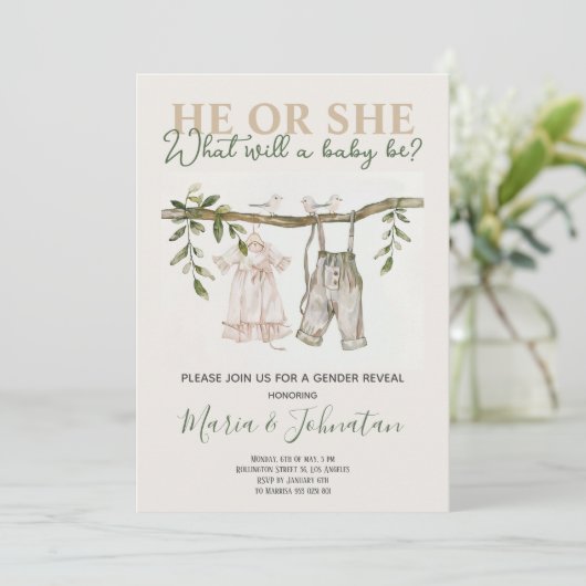 Hij of zij neutrale babykleding Boho geslacht onth Kaart (Staand voorkant)